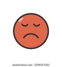 Sad face emoticon icon isolated vector illustration on white background.