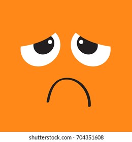 Sad face emotion. Big eyes, hurt mouse. Square head. Happy Halloween card. Flat design style Orange background. Vector illustration