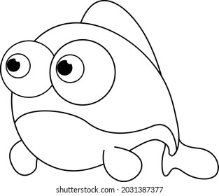 Triste expresión facial caricatura de peces arte vectorial e ilustración