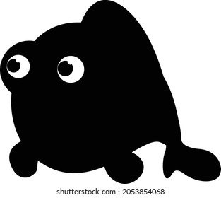 Sad face expression fish silhouette vector art and illustration