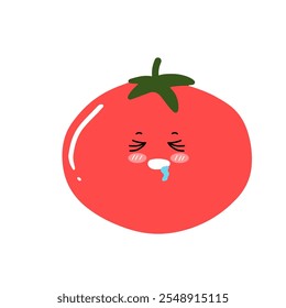 Diseño de personaje de tomate de expresión de cara triste