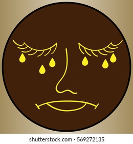 Sad face.  Facebook sad face symbol. Facebook new like set. Sad icon