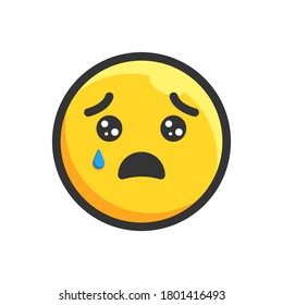 sad face flat emoji icon