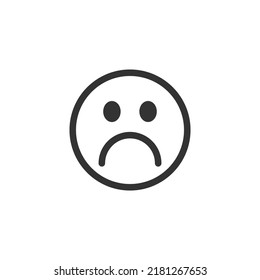 Sad Face flat vector icon. Sad smile icon isolated on white background.