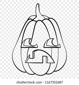 Sad face Halloween pumpkin emotion outline drawing for laser cutting, festive decor, stickers.