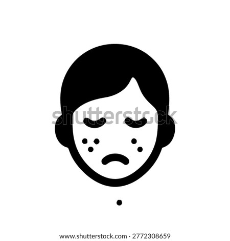 Sad Face Icon Containing skin irritation, problem, and dermatology icon. Solid icon.