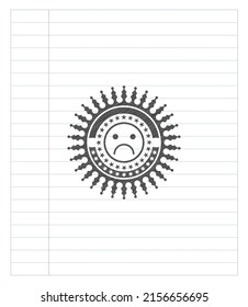 dibujo del icono de la cara triste con efecto de lápiz. Ilustración vectorial. Detallado.