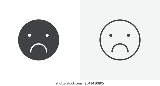 Icono de cara triste diseño de conjunto plano y simple