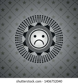 sad face icon inside black badge