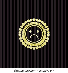 sad face icon inside shiny badge