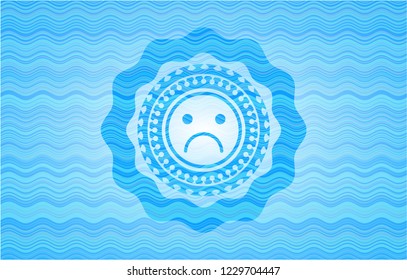 sad face icon inside water badge.