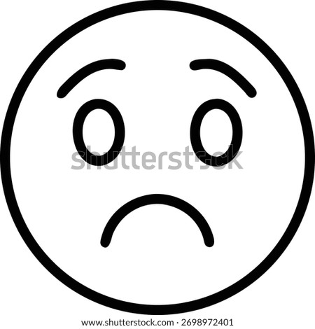 A sad face icon isolated on white background, expressing sadness, disappointment, or sorrow, a symbol of negative emotion and feeling. Vector illustration design.
