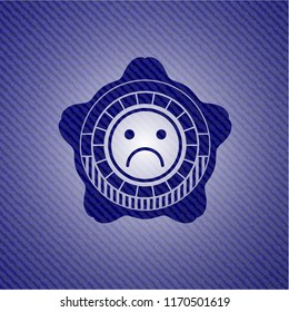 sad face icon with jean texture