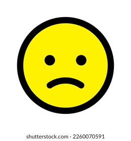 Sad face icon line isolated on white background. Black flat thin icon on modern outline style. Linear symbol and editable stroke. Simple and pixel perfect stroke vector illustration.