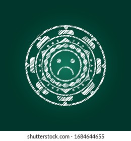 sad face icon on chalkboard, vector illustration, pretty design