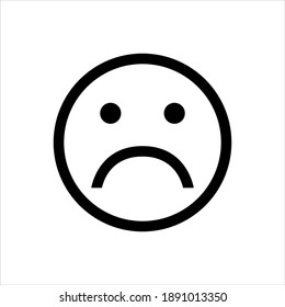 Sad face icon on white background