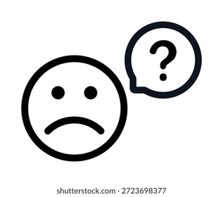 Icono de la cara triste con la burbuja del discurso del signo de interrogación.
