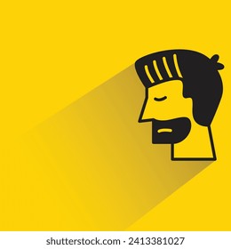 sad face icon with shadow on yellow background