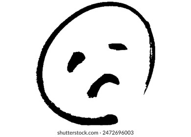 Sad face icon with simple brush touch