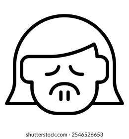 Sad face icon in thin line style vector illustration graphic design