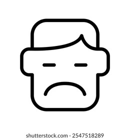 Sad face icon in thin line style vector illustration graphic design