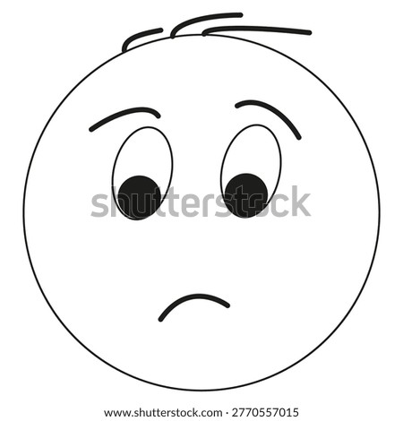 Sad face icon. Unhappy character head. Lonely vector boy. Negative emotion symbol