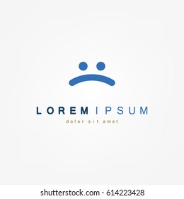 Sad face icon, vector illustration. Flat design style