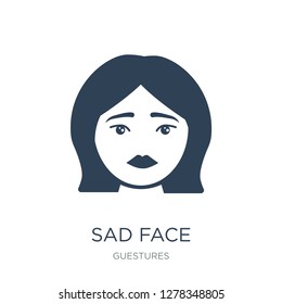 sad face icon vector on white background, sad face trendy filled icons from Guestures collection, sad face vector illustration