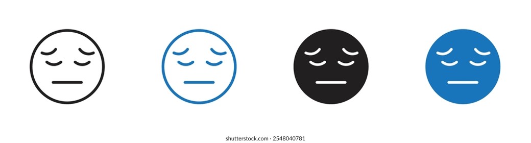 Sad face icon Vector set outline