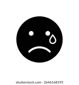 Sad face icon with a visible teardrop
