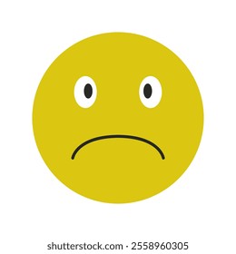 Sad face illustrated on white background