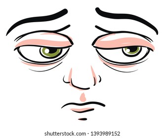 Sad face illustration vector on white background 