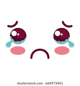 sad face kawaii character icon