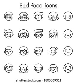 Sad face line icon vector illustration graphic design