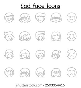 Sad face line icon vector illustration graphic design