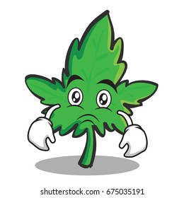 Sad face marijuana character cartoon
