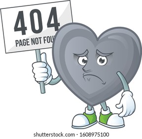 sad face mascot style of grey love raised up a board