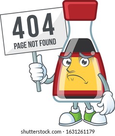 sad face mascot style of say asian sauce raised up a board