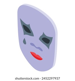 Sad face mask icon isometric vector. Carnival style. Italian event show