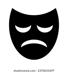 Sad face mask silhouette icon. Vector.