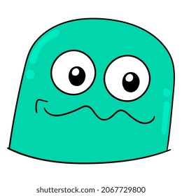 sad face monster head, vector illustration carton emoticon. doodle icon drawing