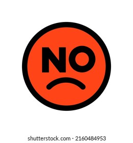 Cara triste Sin diseño simple emoticono, cara triste sin icono de pegatinas de letras NO y logotipo Ilustración 