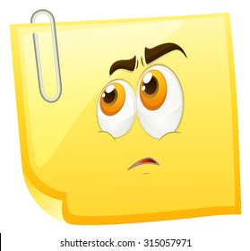 Sad face on yellow page illustration
