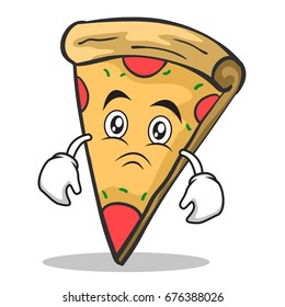 Sad face pizza character cartoon
