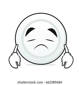 Sad face plate cartoon character vector illustration