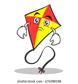 Sad face red kite character cartoon