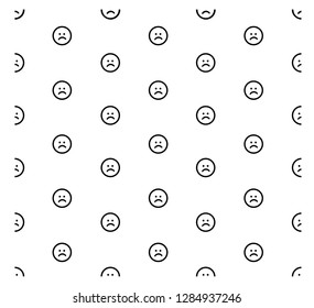 Sad face seamless black and white pattern, background