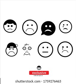 Sad face sign icon.Flat design style vector illustration for graphic and web design.
