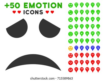 Sad Face Smile icon with bonus smile images. Vector illustration style is flat iconic symbols for web design, app user interfaces.