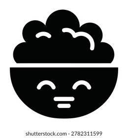 A sad face with a stormy cloud on its head, symbolizing sadness and depression